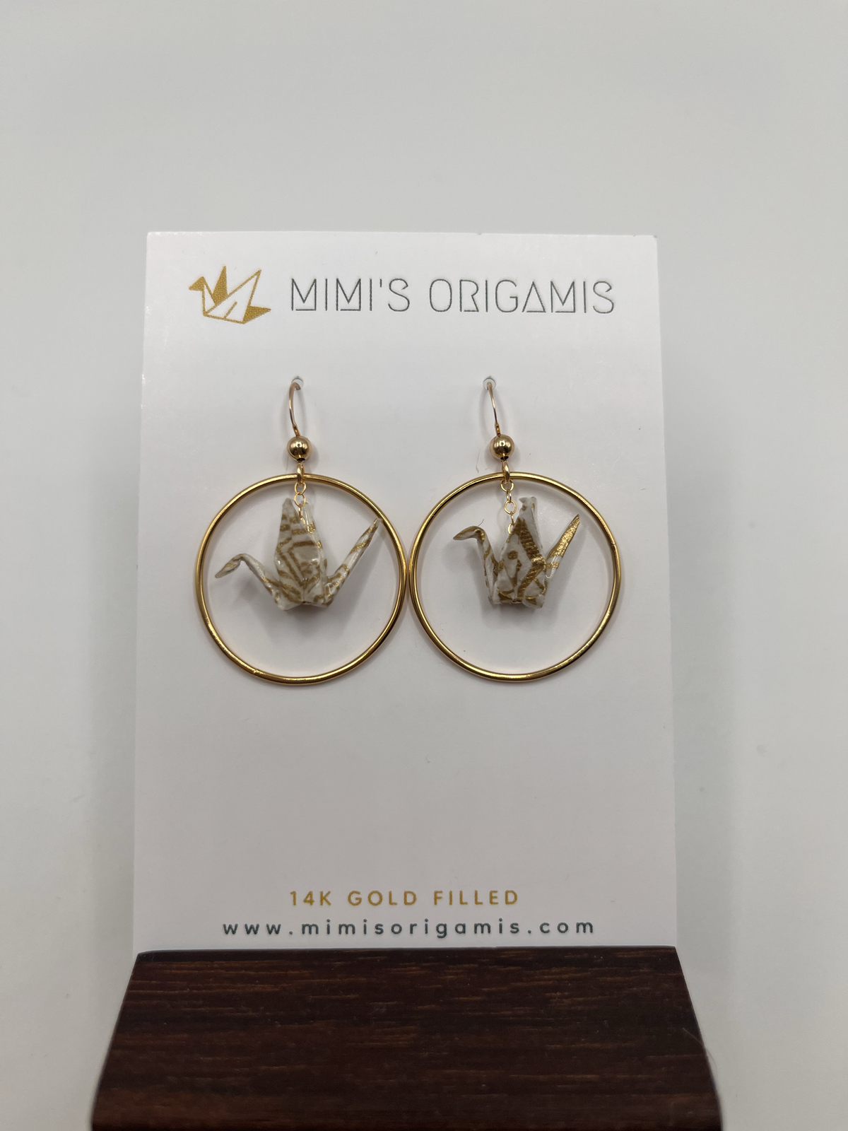 Mimi's Origamis Hoop Crane Earrings