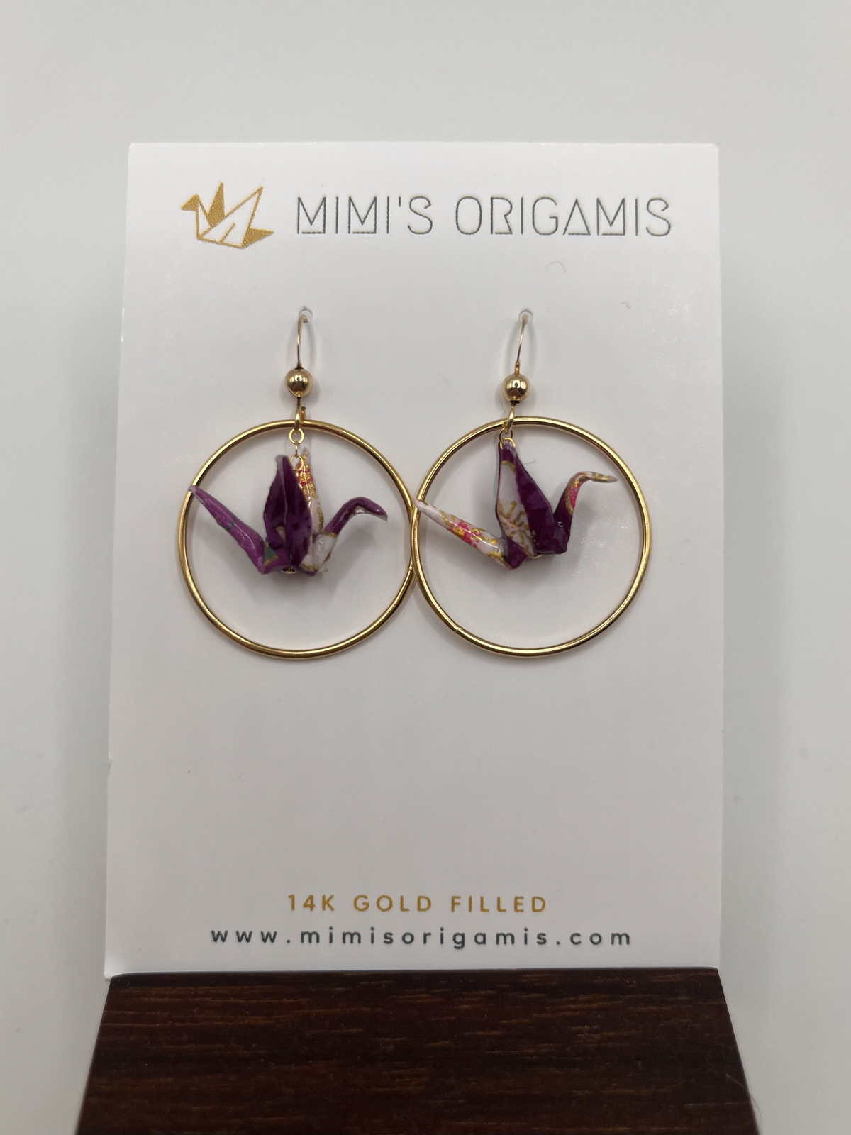 Mimi's Origamis Hoop Crane Earrings