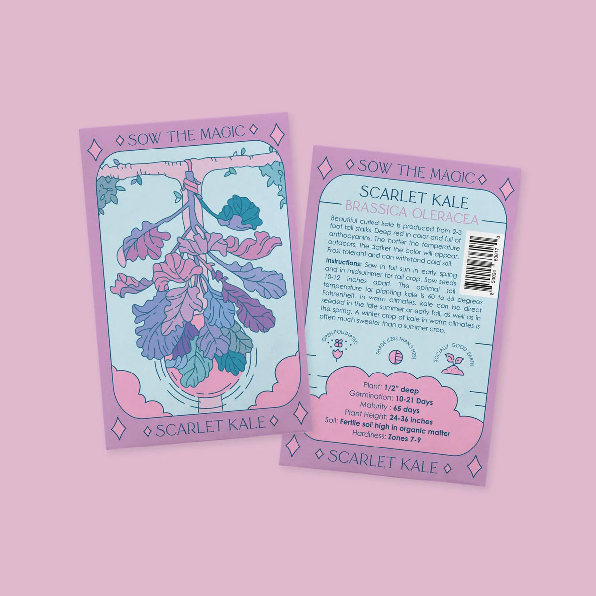 Sow the Magic Scarlet Kale Tarot Seed Packet