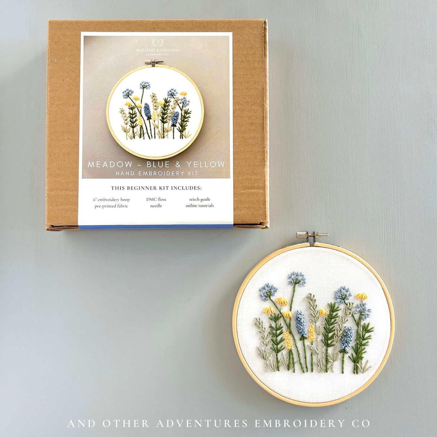 And Other Adventures Embroidery Co Embroidery Kit - Meadow Blue + Yellow