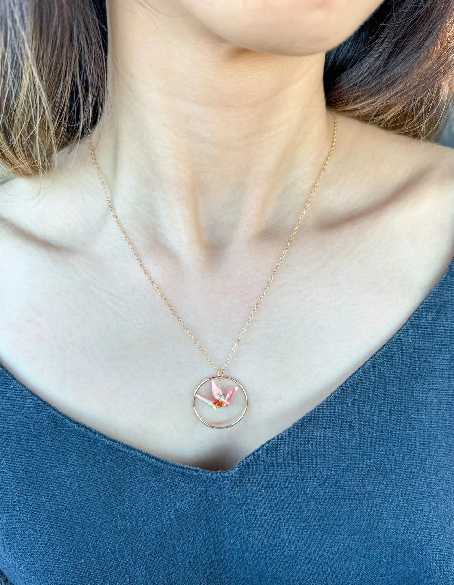Mimi's Origamis Hoop Crane Necklace
