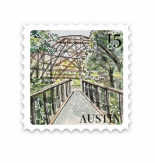 WatercolorATX Stamp Pease Park Sticker