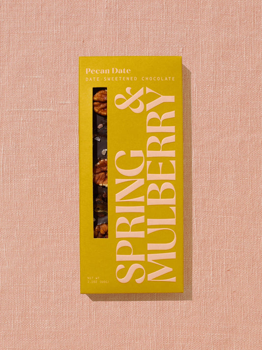 Spring & Mulberry Pecan Date-Sweetened Dark Chocolate
