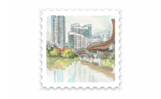 WatercolorATX Stamp Pflugerville Pedestrian Bridge Sticker
