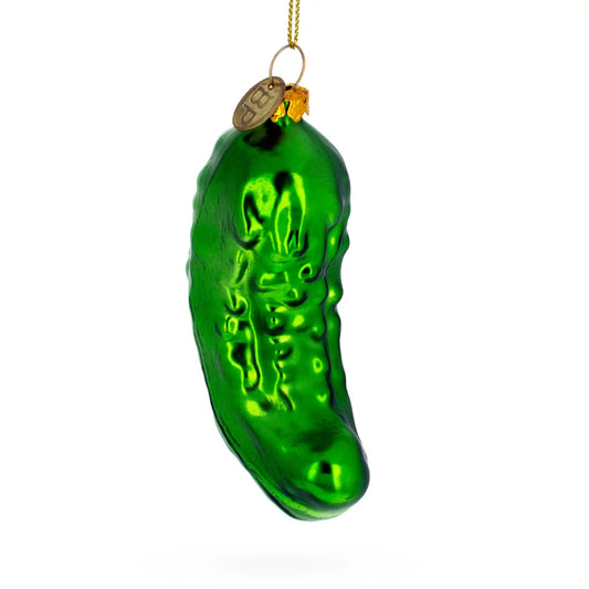 Shimmering Metallic Pickle Glass Ornament