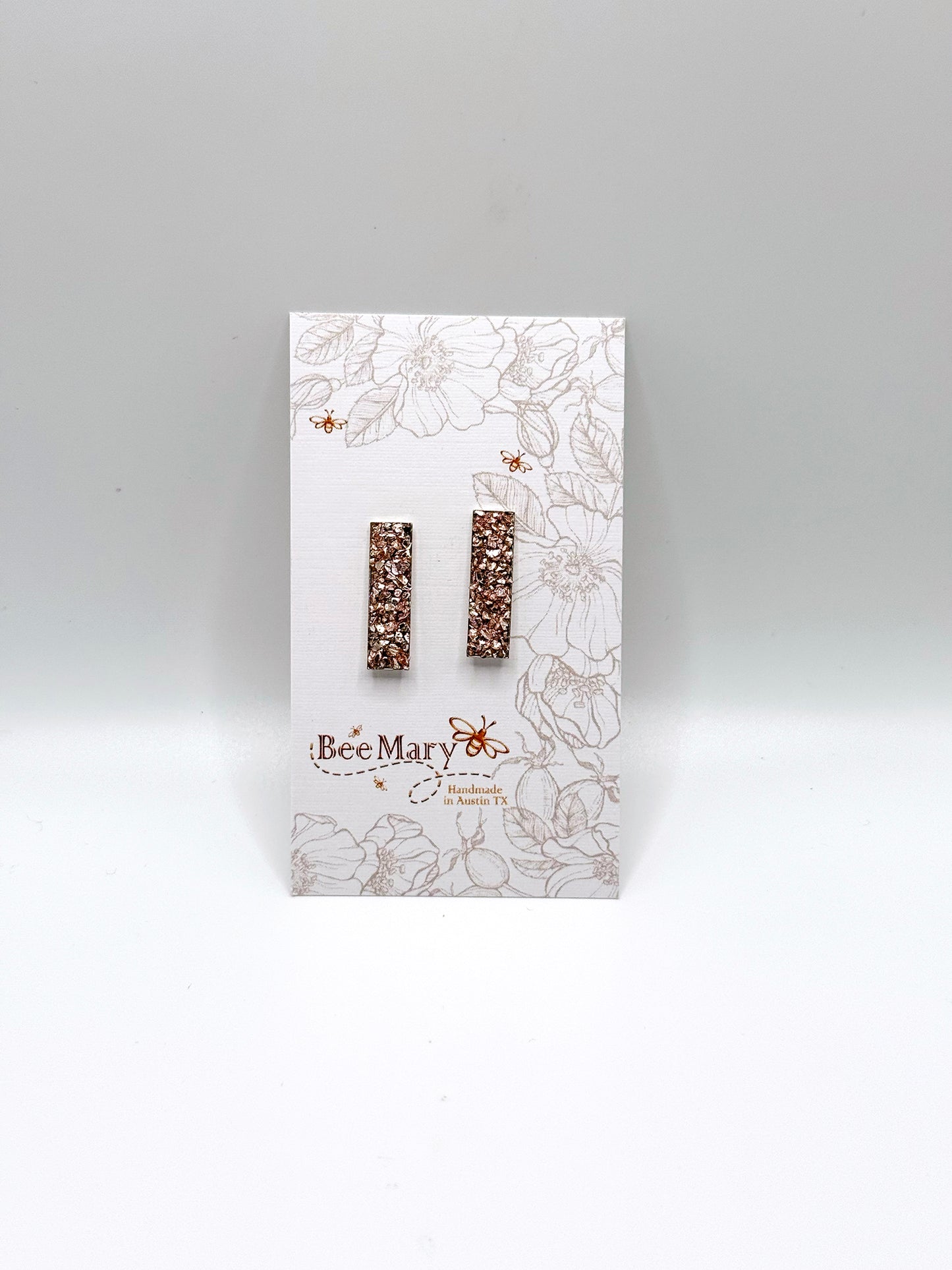 Bee Mary Crushed Bar Stud Earrings
