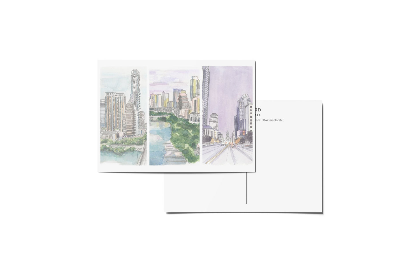 WatercolorATX Postcard : Downtown Trio