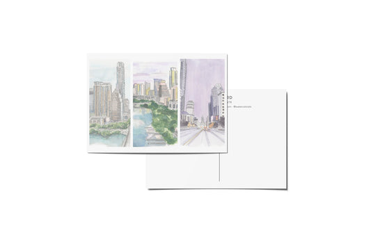 WatercolorATX Postcard : Downtown Trio