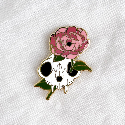 Chloe Gray Skull and Peony Pin