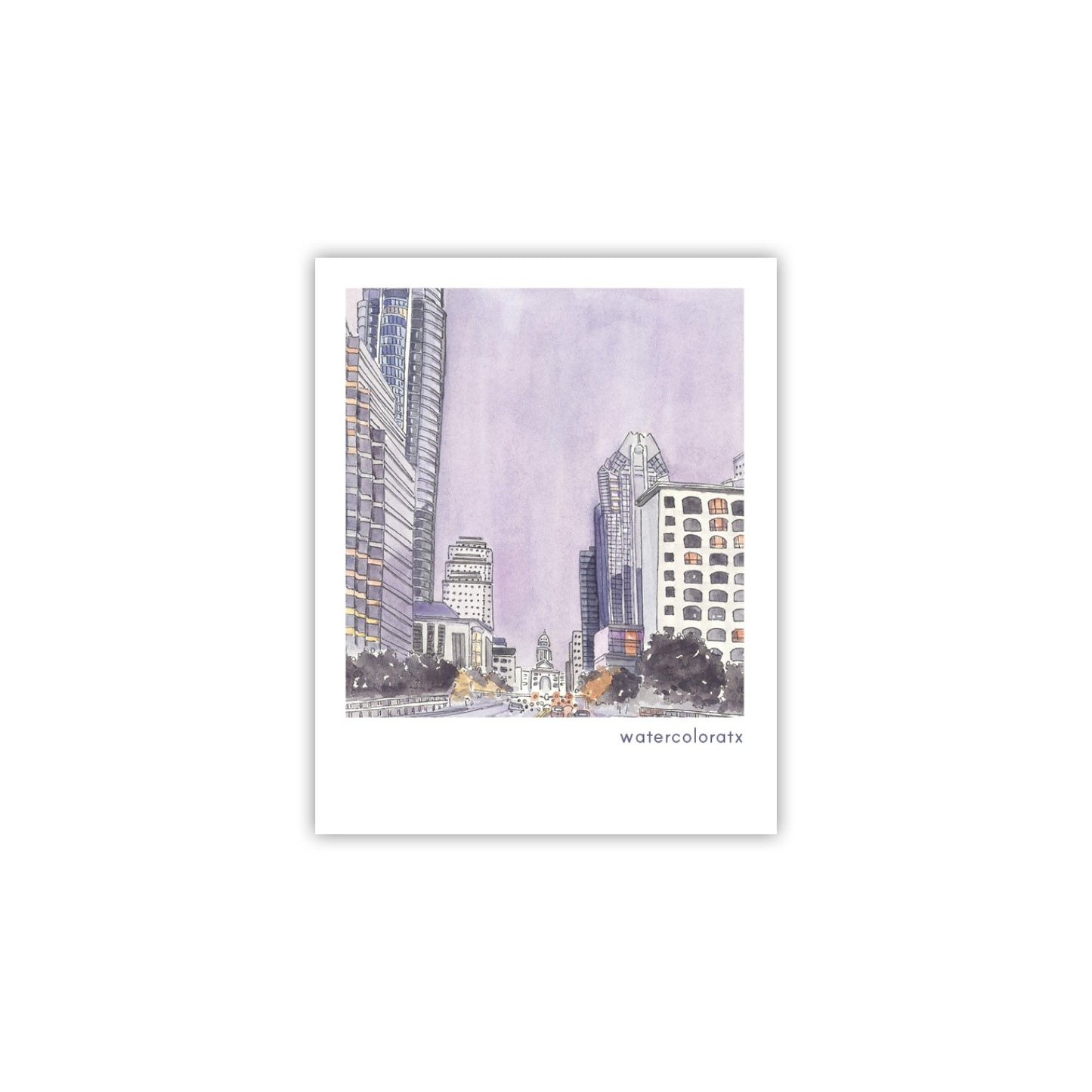 WatercolorATX Polaroid Congress Ave Night Sticker