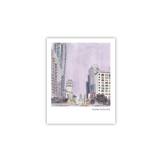 WatercolorATX Polaroid Congress Ave Night Sticker