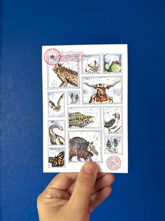 Where’d The Wild Things Go Texas Symbols Stamp Postcard