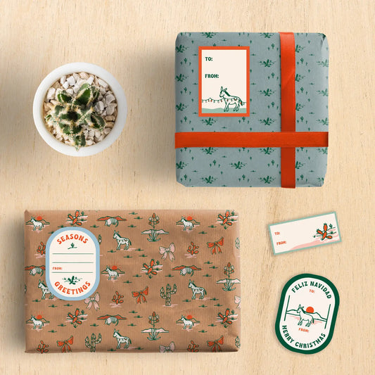 Antiquaria Gift Tag Stickers Set : Retro Cactus