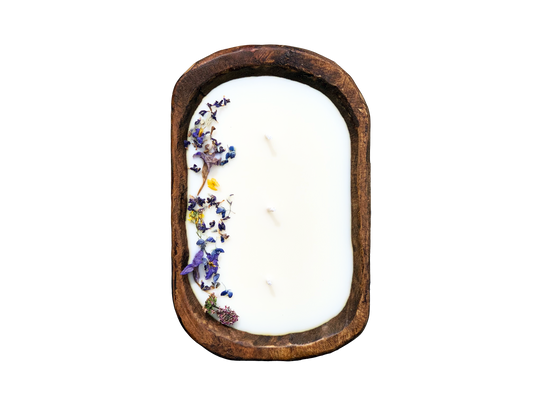 Wildflower Garden Wooden Bowl Candle